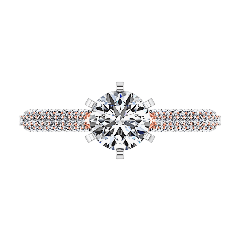 Pave Diamond Engagement Ring Royal 14K Rose Gold