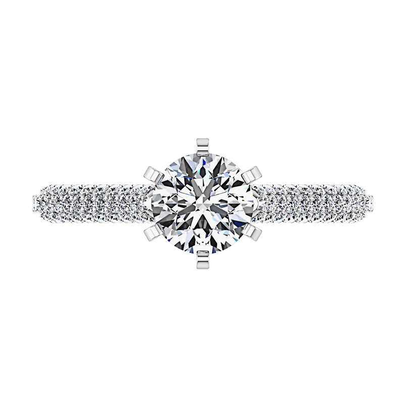 Pave Round Diamond Engagement Ring Royal 14K White Gold
