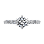 Pave Round Diamond Engagement Ring Royal 14K White Gold