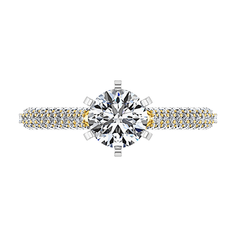 Pave Diamond EngagementRing Royal 14K Yellow Gold