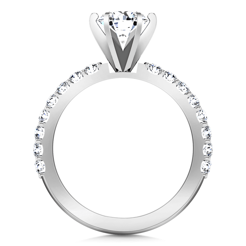 Round Diamond Pave Engagement Ring Lauren 14K White Gold