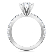 Round Diamond Pave Engagement Ring Lauren 14K White Gold