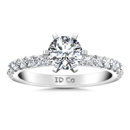 Round Diamond Pave Engagement Ring Lauren 14K White Gold