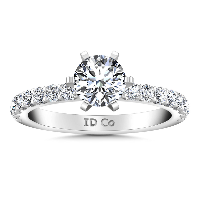 Round Diamond Pave Engagement Ring Lauren 14K White Gold