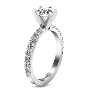 Round Diamond Pave Engagement Ring Lauren 14K White Gold