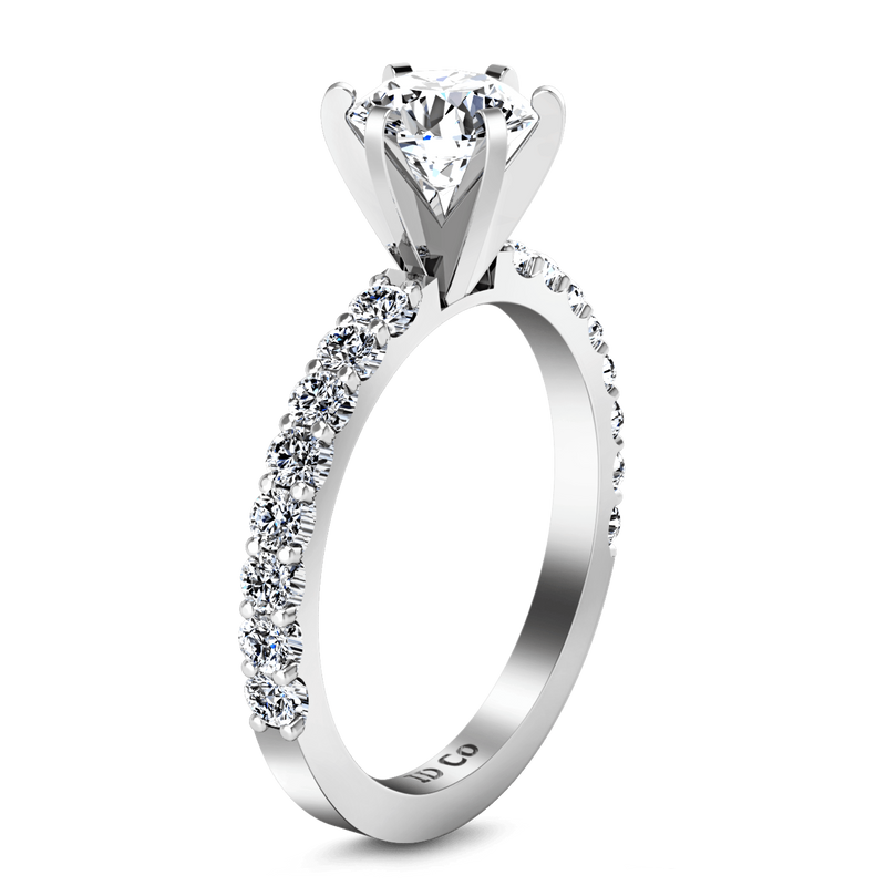 Round Diamond Pave Engagement Ring Lauren 14K White Gold