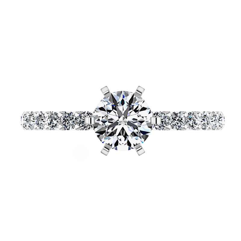 Round Diamond Pave Engagement Ring Lauren 14K White Gold