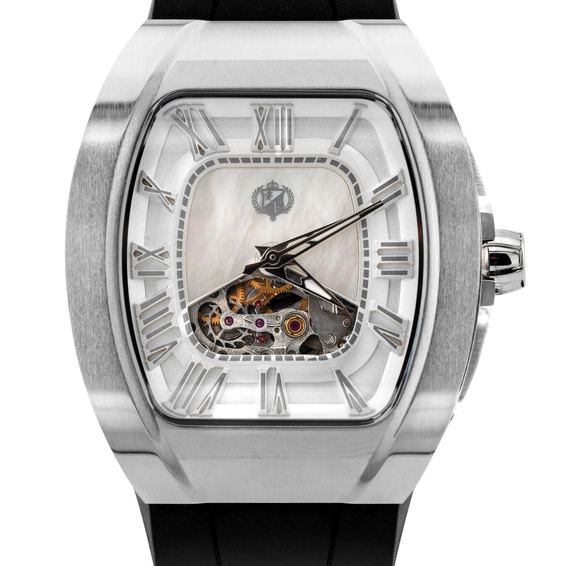 Frost NYC Evolution Women's Watch - Automatic Skeleton Steel Mother Of Pearl | WFRST-01-R-S Black Band | Pre - Sale