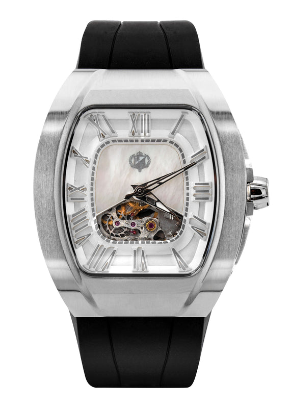Frost NYC Evolution Women's Watch - Automatic Skeleton Steel Mother Of Pearl | WFRST-01-R-S Black Band | Pre - Sale