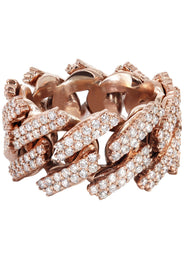 14K Rose Gold Diamond Cuban Link Ring | 4.00 Carats