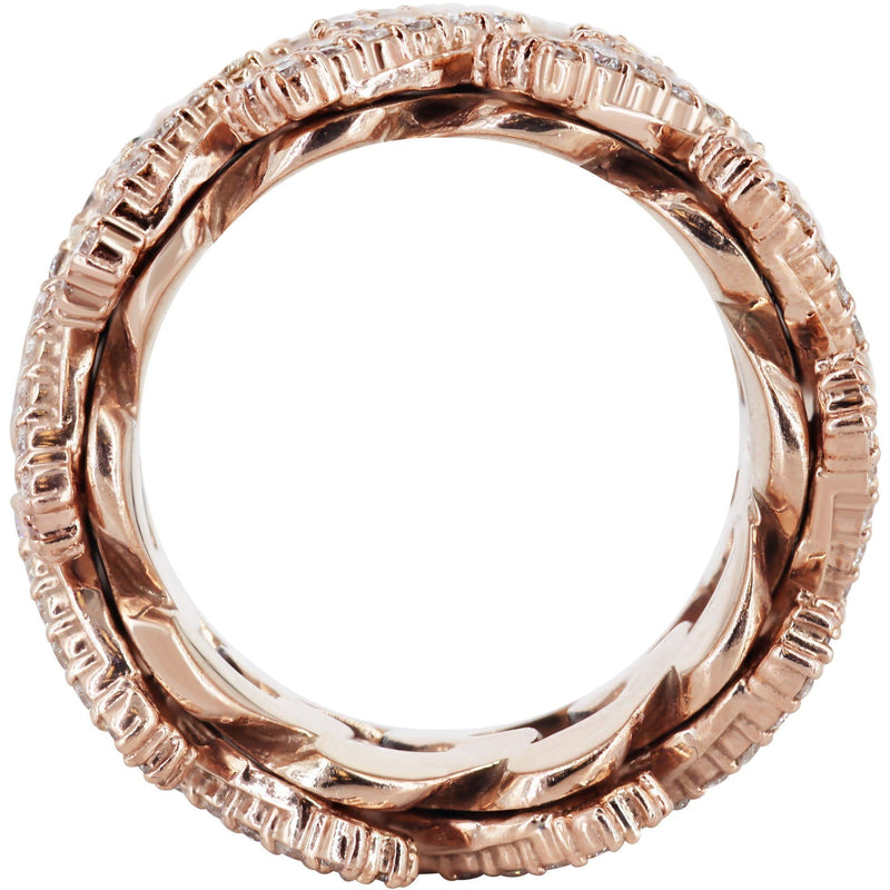 14K Rose Gold Diamond Cuban Link Ring | 4.00 Carats