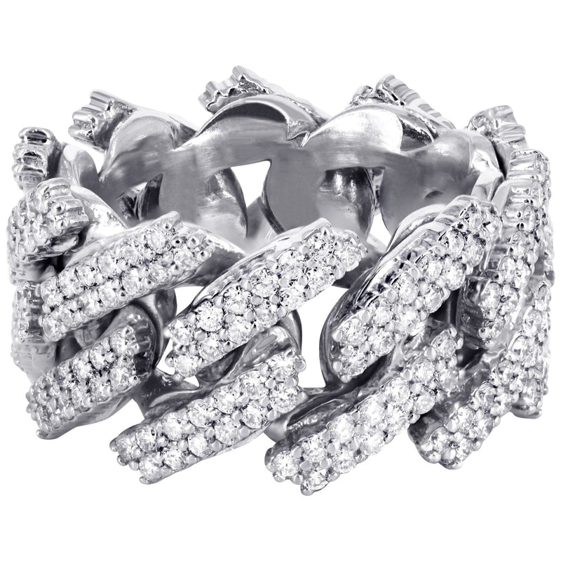 14K White Gold Diamond Cuban Link Ring | 20 Grams | 4.00 Carats