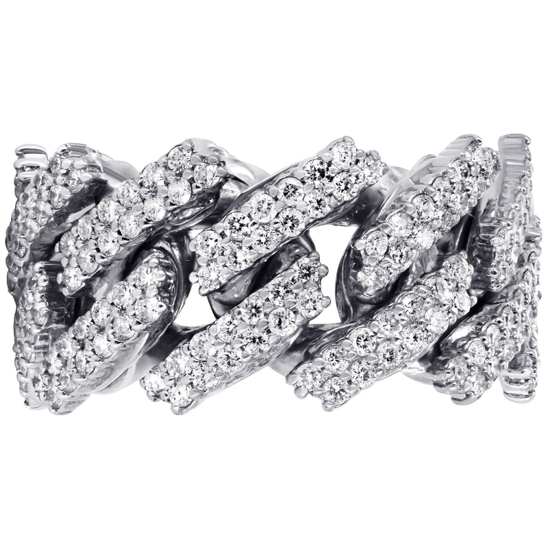 14K White Gold Diamond Cuban Link Ring | 20 Grams | 4.00 Carats