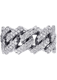 14K White Gold Diamond Cuban Link Ring | 20 Grams | 4.00 Carats