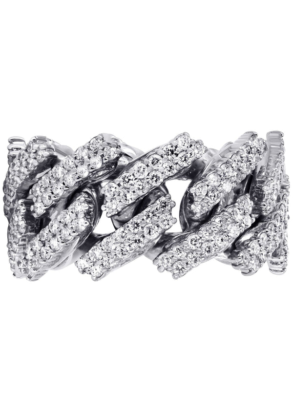 14K White Gold Diamond Cuban Link Ring | 20 Grams | 4.00 Carats