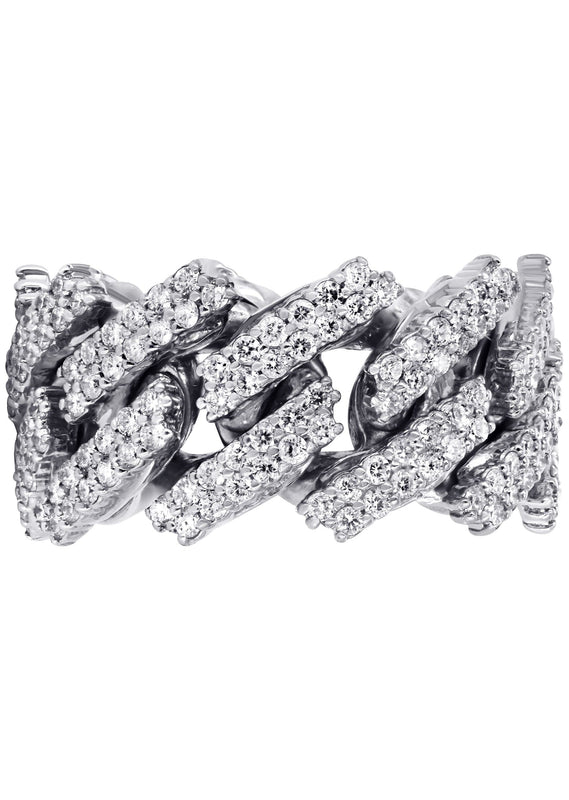 14K White Gold Diamond Cuban Link Ring | 20 Grams | 4.00 Carats