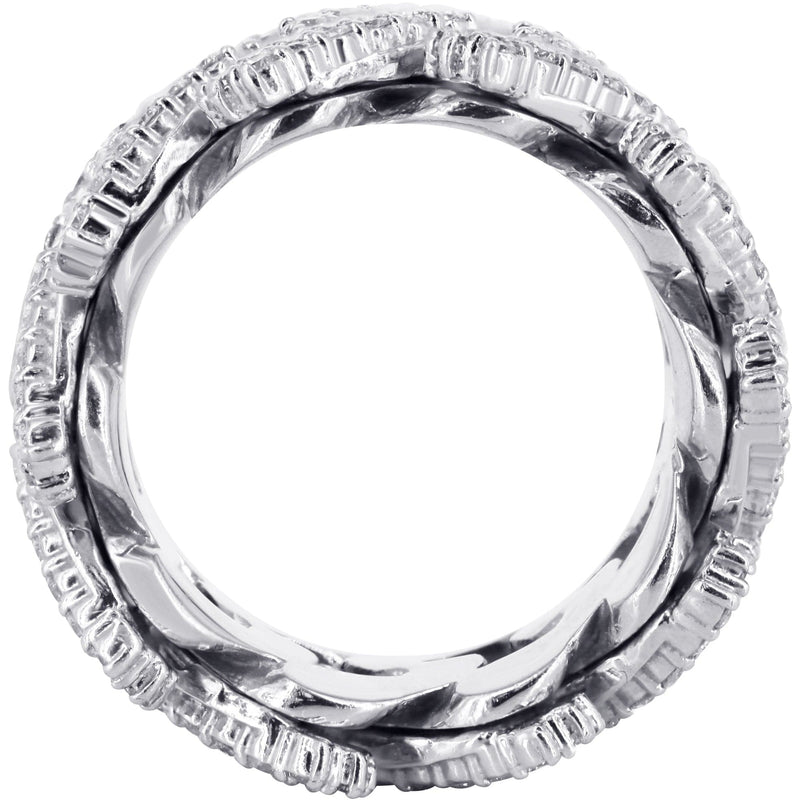 14K White Gold Diamond Cuban Link Ring | 20 Grams | 4.00 Carats