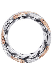 14K Rose And White Gold Diamond Cuban Link Ring | 4.00 Carats