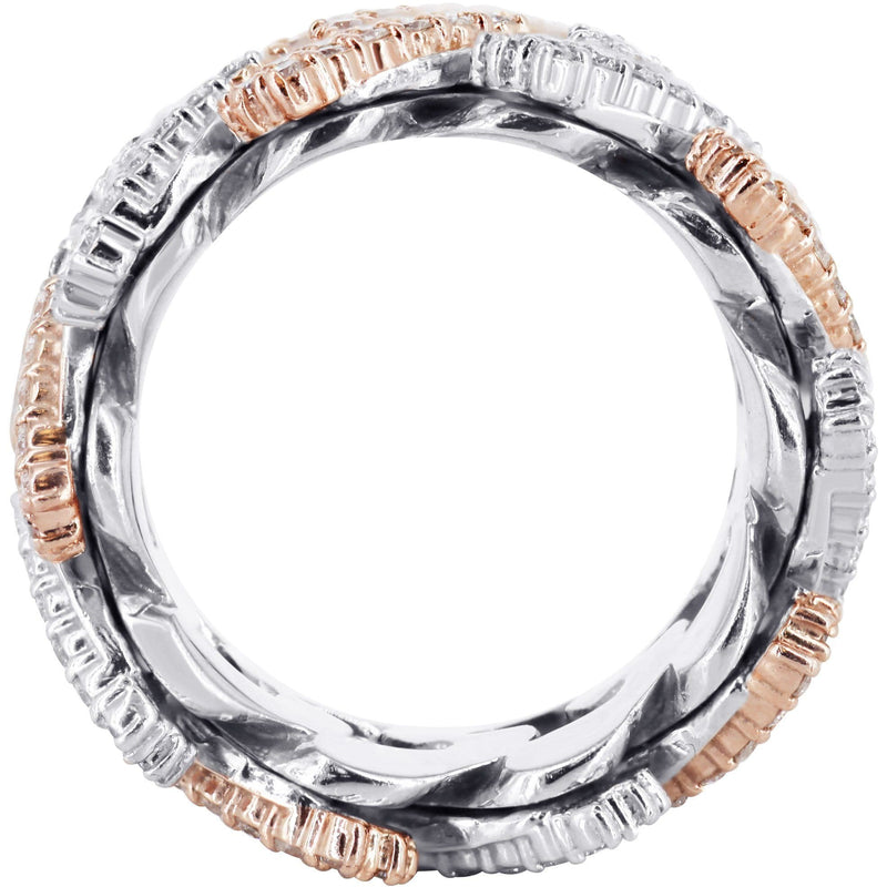 14K Rose And White Gold Diamond Cuban Link Ring | 20.1 Grams | 4.05 Carats