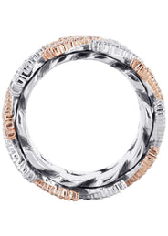 14K Rose And White Gold Diamond Cuban Link Ring | 20.1 Grams | 4.05 Carats
