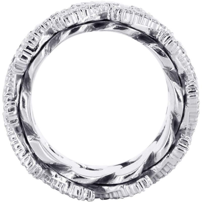 14K Rose And White Gold Diamond Cuban Link Ring | 20.11 Grams | 4.07 Carats