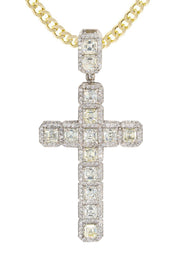 14K Yellow Gold Diamond Cross Necklace  | 8.99 Carats