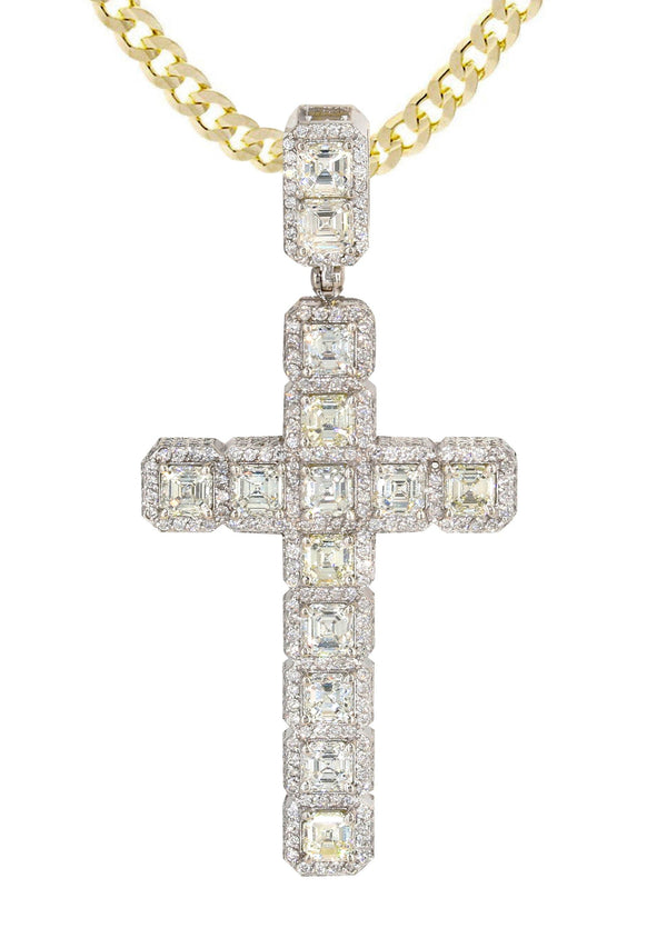 14K Yellow Gold Diamond Cross Necklace  | 8.99 Carats