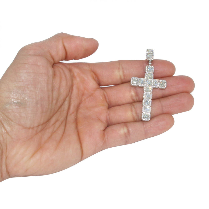 14K Yellow Gold Diamond Cross Necklace  | 8.99 Carats