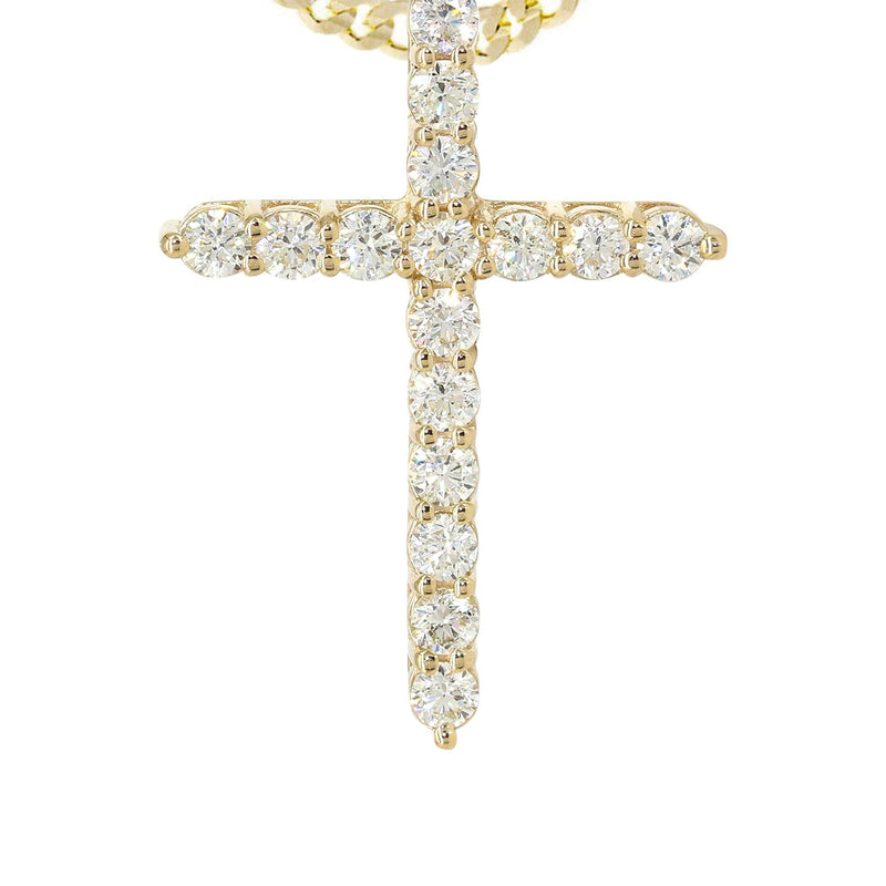 14K Yellow Gold Diamond Cross Necklace  | 3.1 Carats