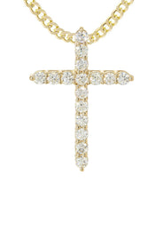 14K Yellow Gold Diamond Cross Necklace  | 3.1 Carats