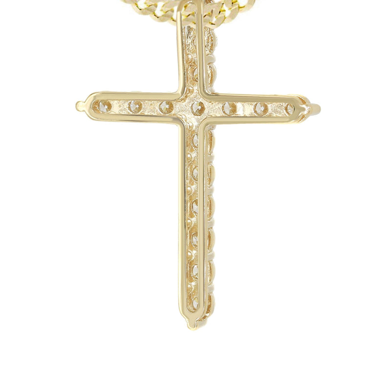 14K Yellow Gold Diamond Cross Necklace  | 3.1 Carats