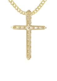 14K Yellow Gold Diamond Cross Necklace  | 3.1 Carats