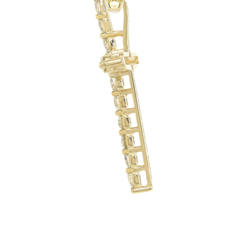 14K Yellow Gold Diamond Cross Necklace  | 3.1 Carats