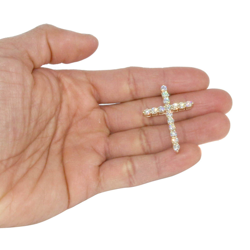 14K Yellow Gold Diamond Cross Necklace  | 3.1 Carats