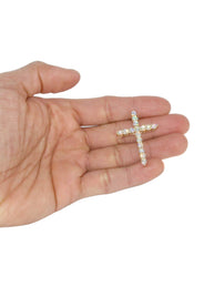 14K Yellow Gold Diamond Cross Necklace  | 3.1 Carats
