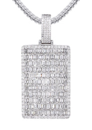 14K White Gold Dog Tag Diamond Necklace  | 10.8 Carats