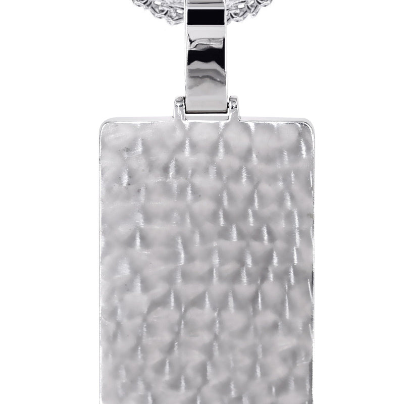 14K White Gold Dog Tag Diamond Necklace  | 10.8 Carats