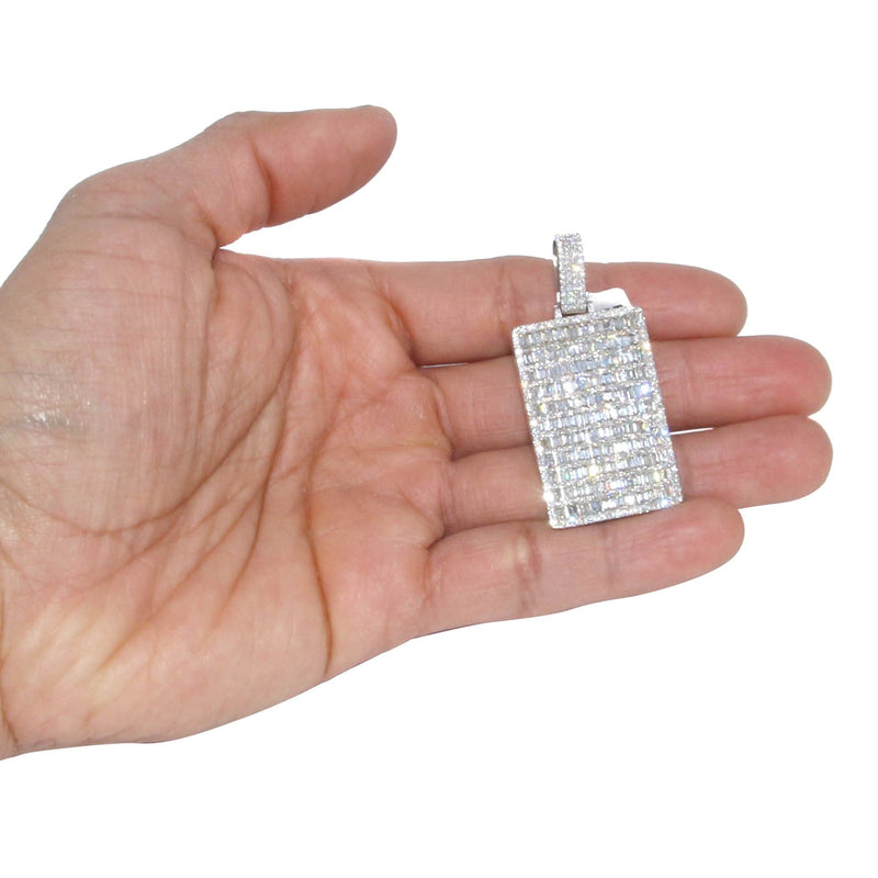 14K White Gold Dog Tag Diamond Necklace  | 10.8 Carats