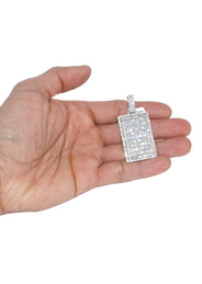 14K White Gold Dog Tag Diamond Necklace  | 10.8 Carats
