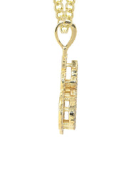 14K Yellow Gold Arabic Allah Diamond Necklace  | 7 Carats