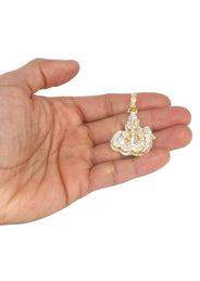14K Yellow Gold Arabic Allah Diamond Necklace  | 7 Carats