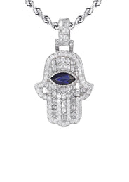 Diamond 14K White Gold Hamsa Diamond Necklace  | 8.47 Carats