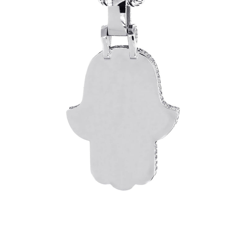 Diamond 14K White Gold Hamsa Diamond Necklace  | 8.47 Carats