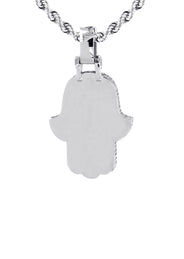 Diamond 14K White Gold Hamsa Diamond Necklace  | 8.47 Carats