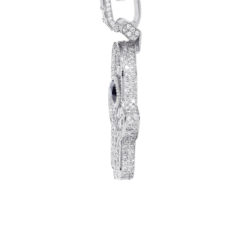 Diamond 14K White Gold Hamsa Diamond Necklace  | 8.47 Carats