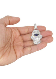 Diamond 14K White Gold Hamsa Diamond Necklace  | 8.47 Carats