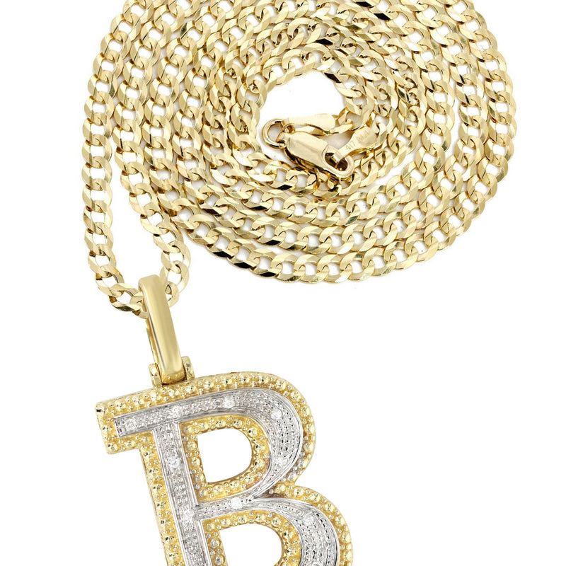 Diamond 10K Yellow Gold Letter "B" Necklace | Appx. 14.6 Grams