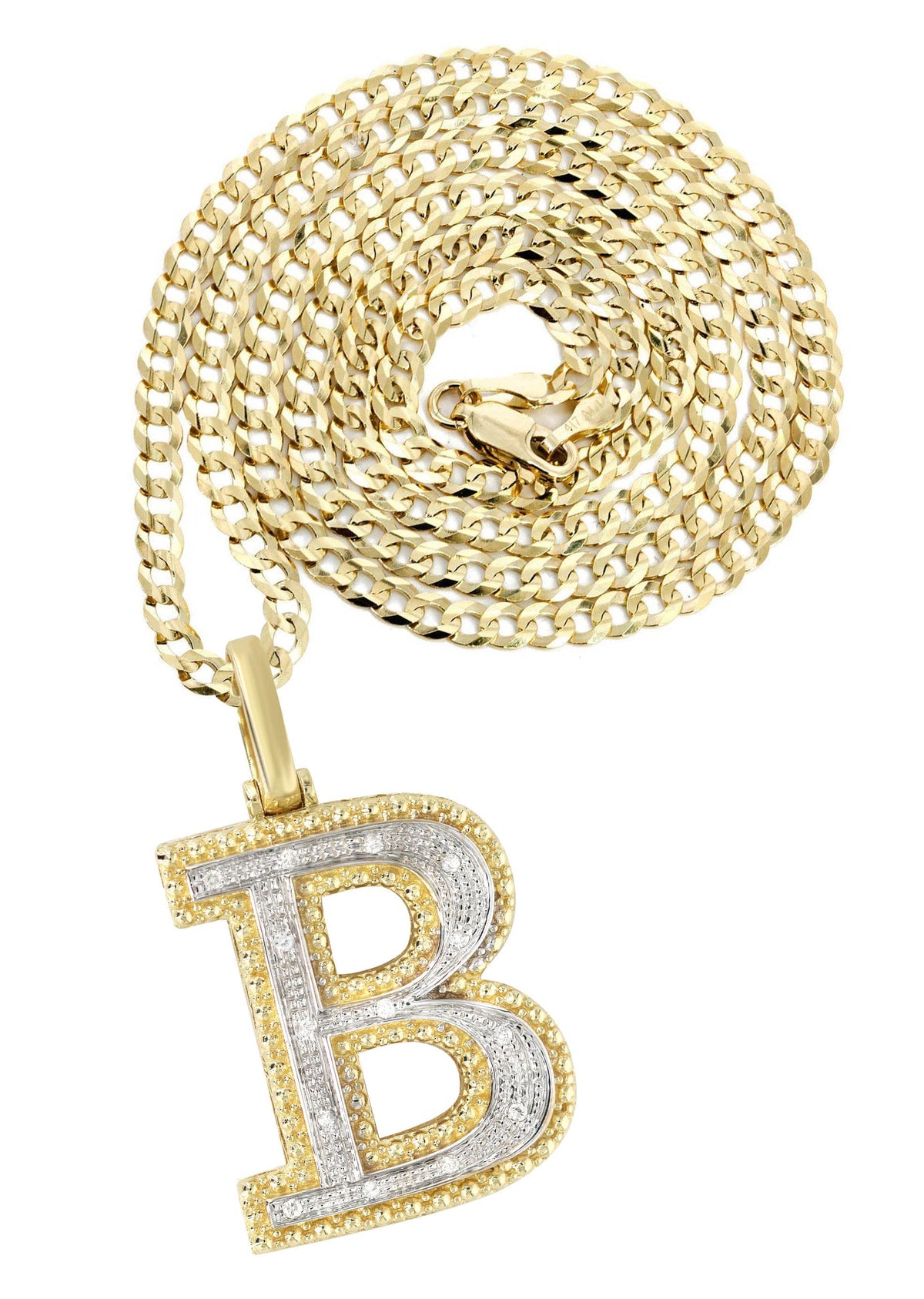 Diamond 10K Yellow Gold Letter "B" Necklace | Appx. 14.6 Grams