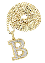 Diamond 10K Yellow Gold Letter "B" Necklace | Appx. 14.6 Grams