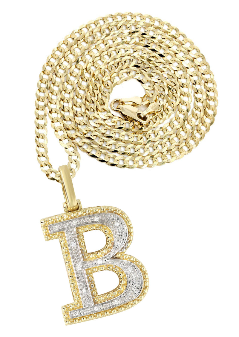 Diamond 10K Yellow Gold Letter "B" Necklace | Appx. 14.6 Grams